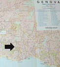 Location of Exiled Pope in Red (Gregory XVII): Genova Italia Map 1988